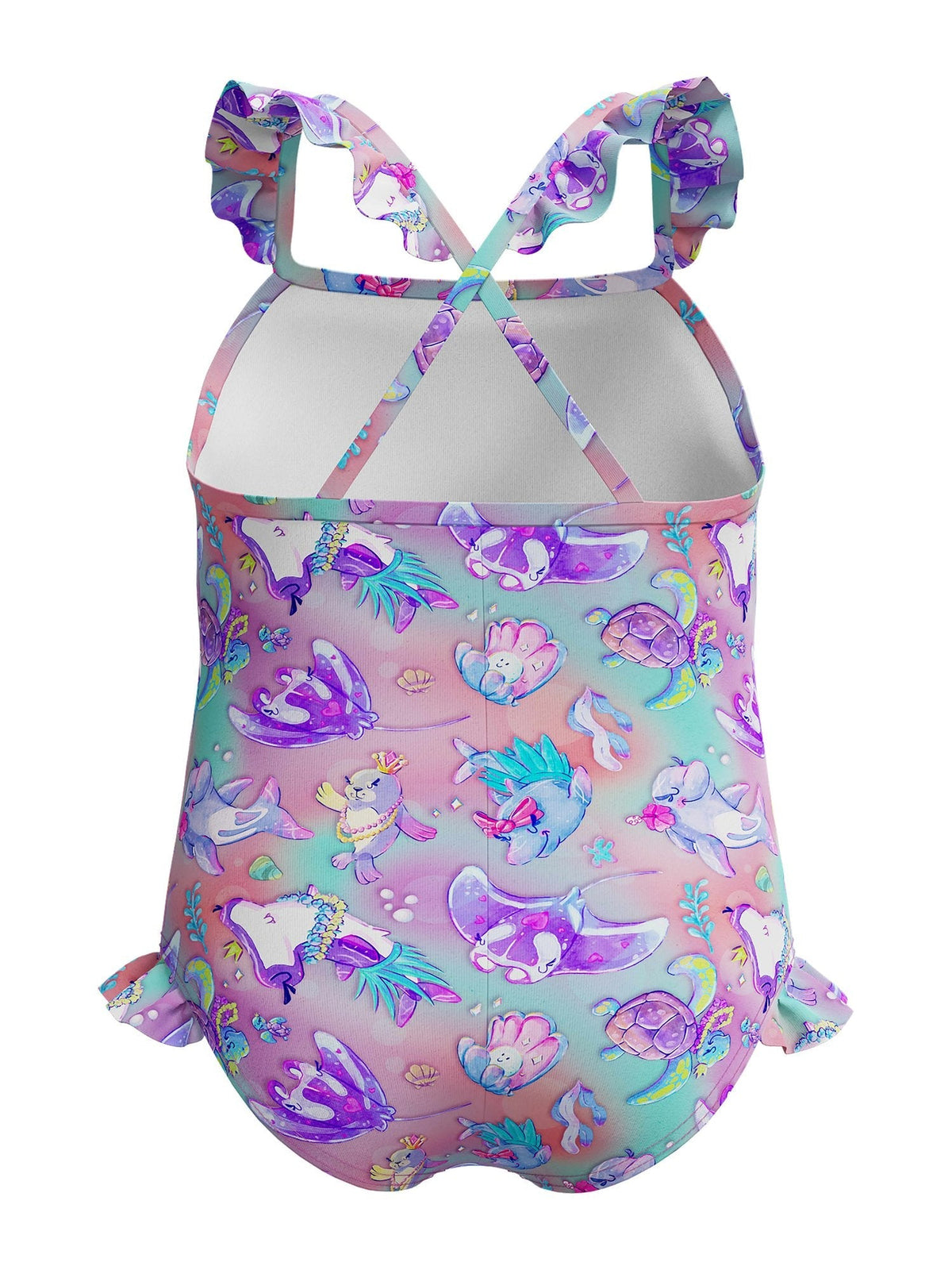 SPEEDO Цял бански GIRLS DIGITAL FRILL THINSTRAP