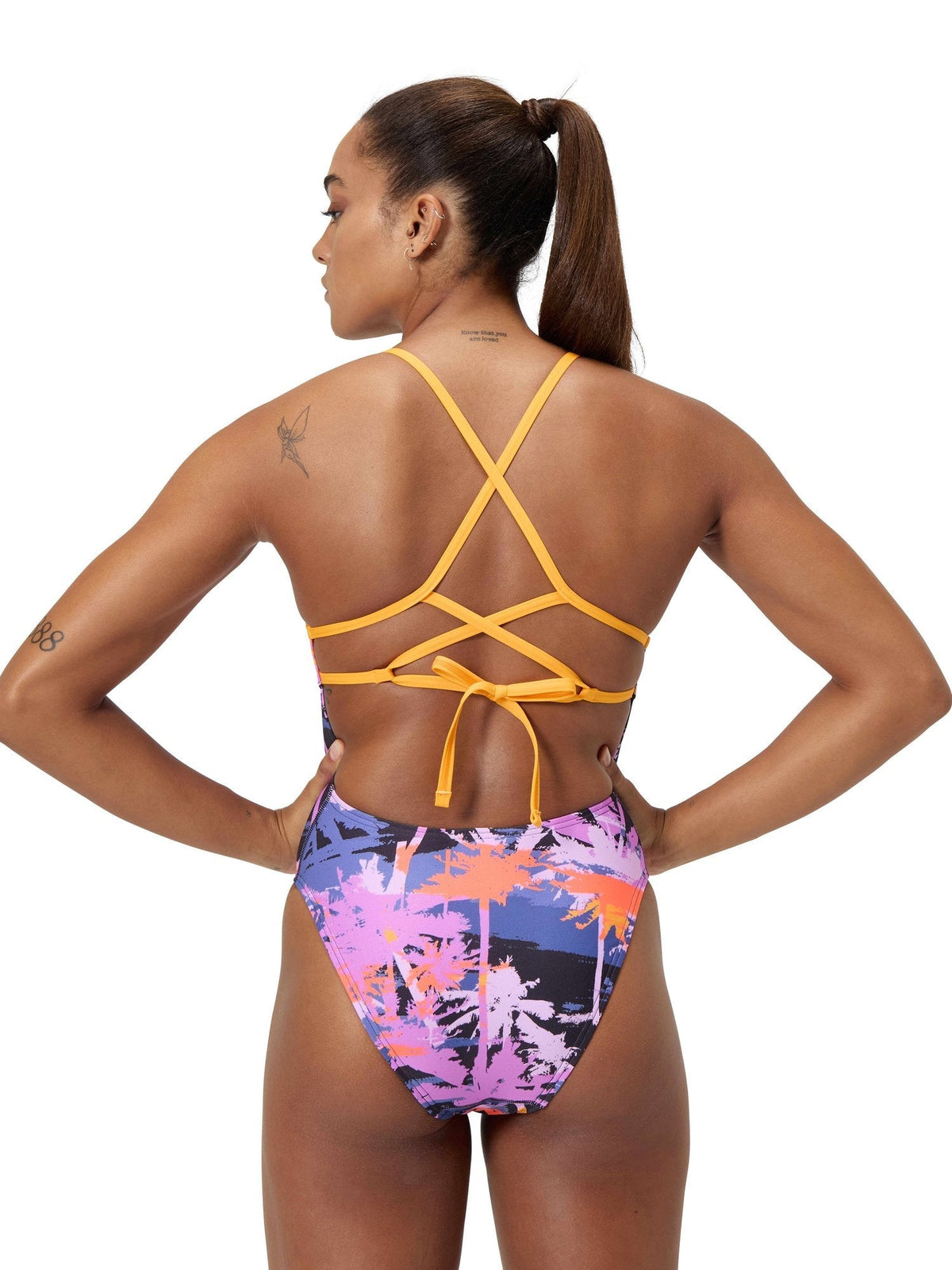 SPEEDO Цял бански WOMENS ALLOVER DIGITAL LATTICE TIE-BACK